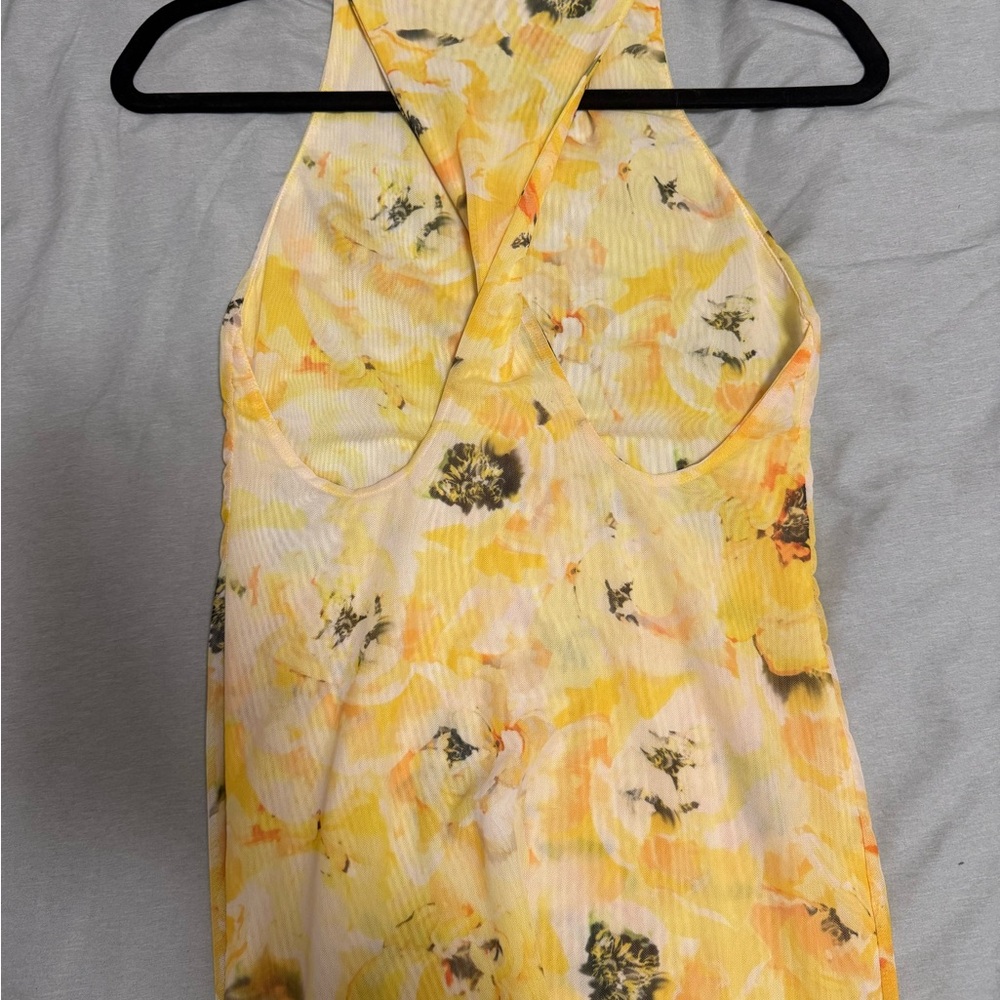 Zara Asymmetrical Yellow Floral Dress - Picture 2 of 3